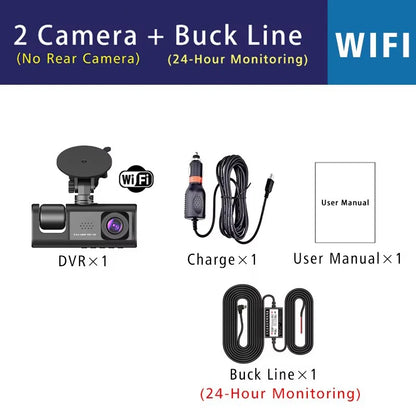 Wifi 3 Channel Dash Cam Three Way Car DVR Inside Vehicle Camera DVRs Recorder HD 1080P Video Mini Registrator Dashcam Camcord