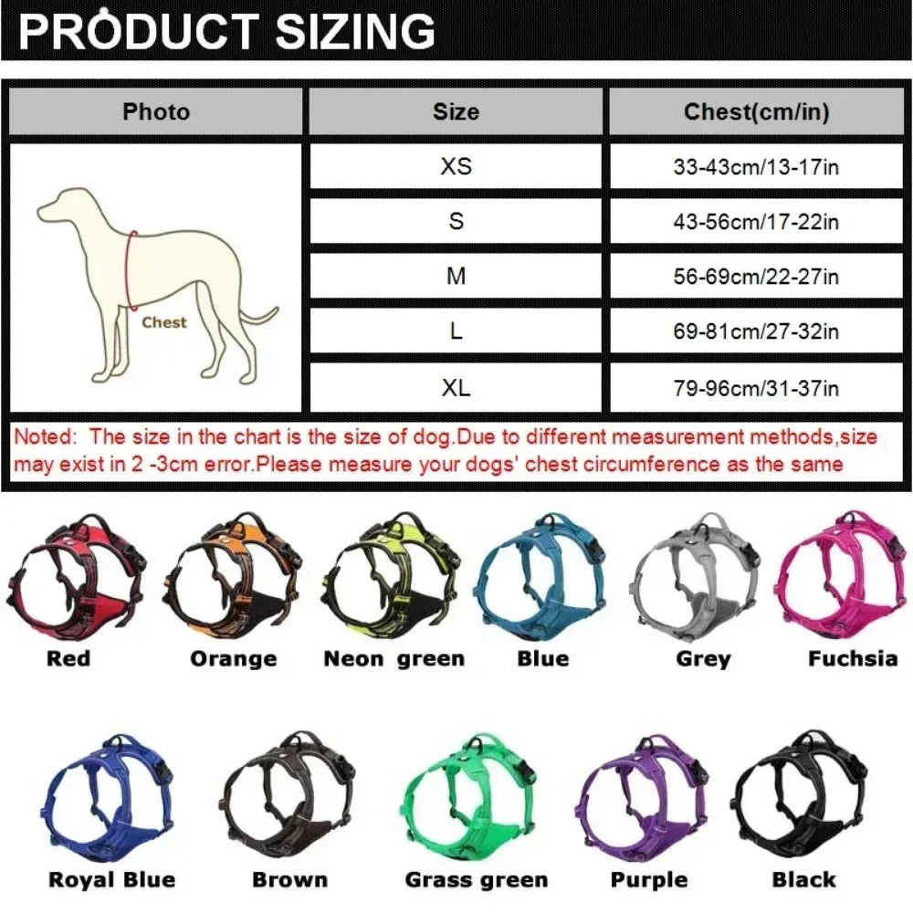 Reflexsele & Andningsbar Hundsele – Justerbar Väst för Små, Medelstora & Stora Hundar, S–XL