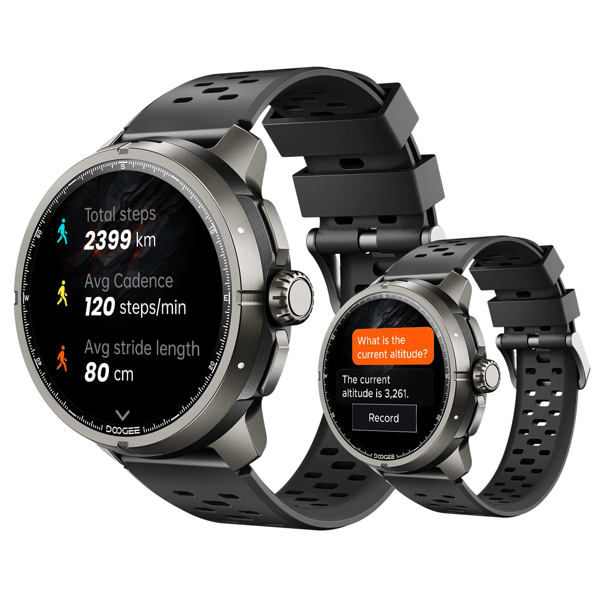 DOOGEE ANYMOVING M1 PRO Smart Watch 1.5" AMOLED Dual Band GPS Smart Watch with Offline Maps 170+ Sports Modes Fitness Watch 15-Day Battery AI Voice Assistant 5ATM Waterproof Outdoor GPS Watch