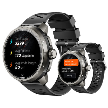 DOOGEE ANYMOVING M1 PRO Smart Watch 1.5" AMOLED Dual Band GPS Smart Watch with Offline Maps 170+ Sports Modes Fitness Watch 15-Day Battery AI Voice Assistant 5ATM Waterproof Outdoor GPS Watch