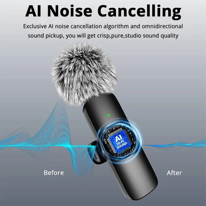 Wireless Lavalier Lapel Microphone for iPhone, iPad, Mini Video Recording Mic for Interview Video Podcast Vlog Noise Reduction