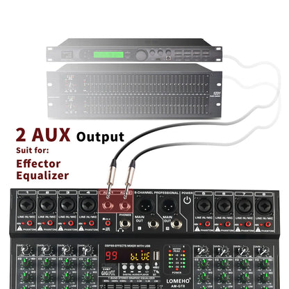 LOMEHO AM-GT8 8-kanals mixerbord med 99 DSP-effekter