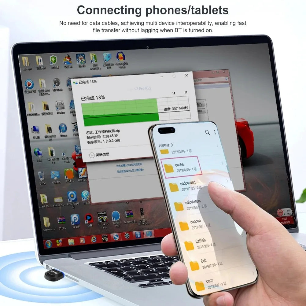USB Bluetooth 6.0 Adapter Bluetooth 5.4 Dongle Bluetooth Receiver & Transmitter for Bluetooth Keyboard/Mouse/Headphone/Speaker