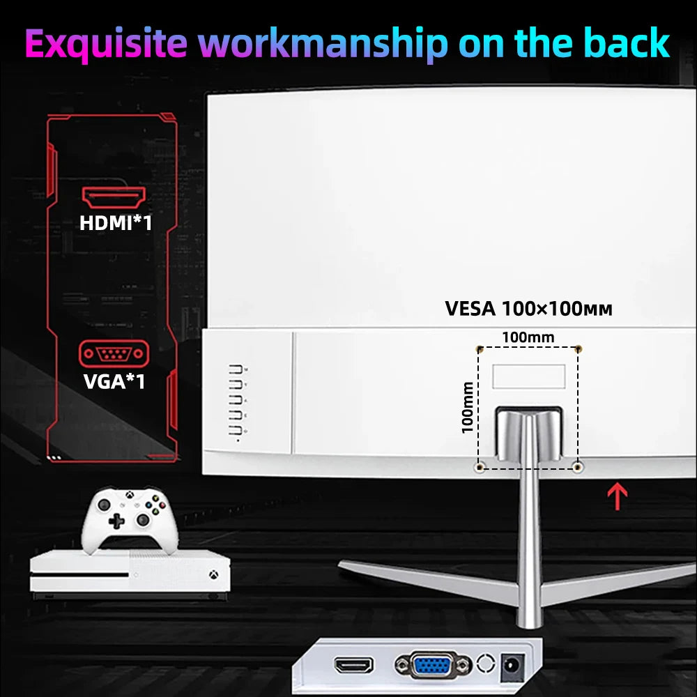 24 Inch Curved 100Hz Monitor Gaming MVA FHD 1080P Computer Display 3000R HDMI/VGA DCR Eye Protect VESA 100*100 2ms Response