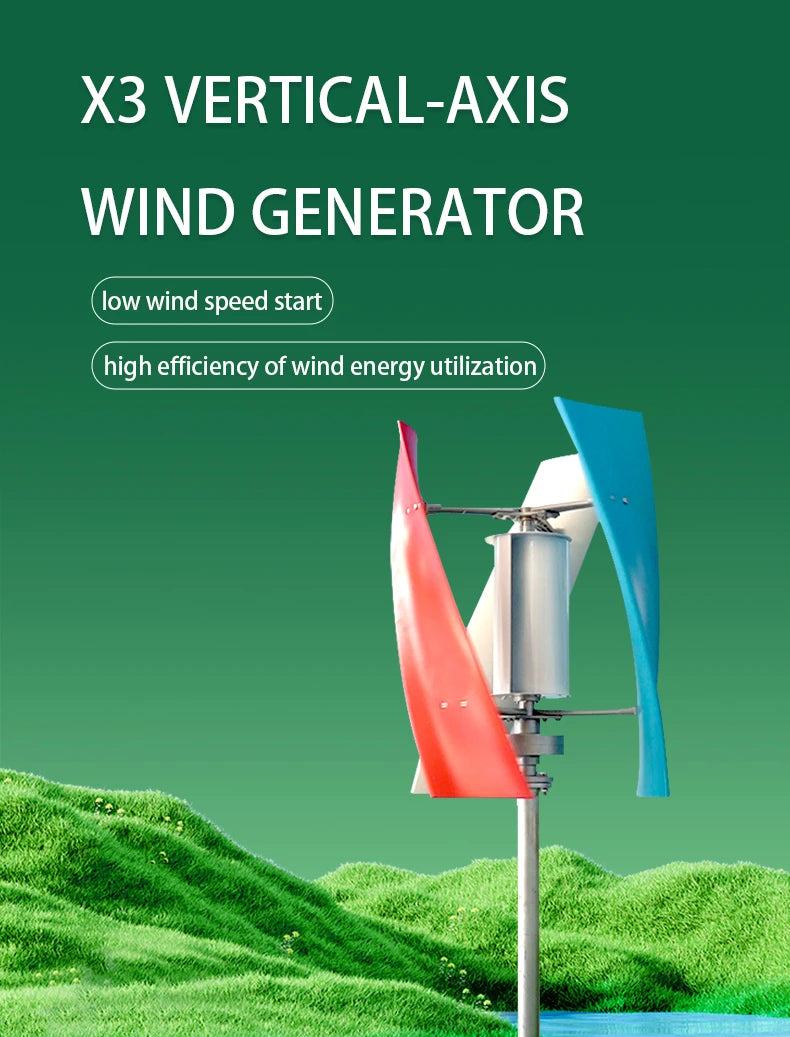 5000W Wind Turbine 12V 24V 48V Free Energy Wind Turbine Generator 10KW With Free MPPT Controller Battery 220V For Household Use