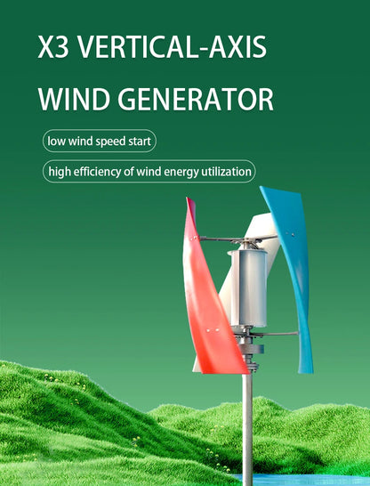 5000W Wind Turbine 12V 24V 48V Free Energy Wind Turbine Generator 10KW With Free MPPT Controller Battery 220V For Household Use