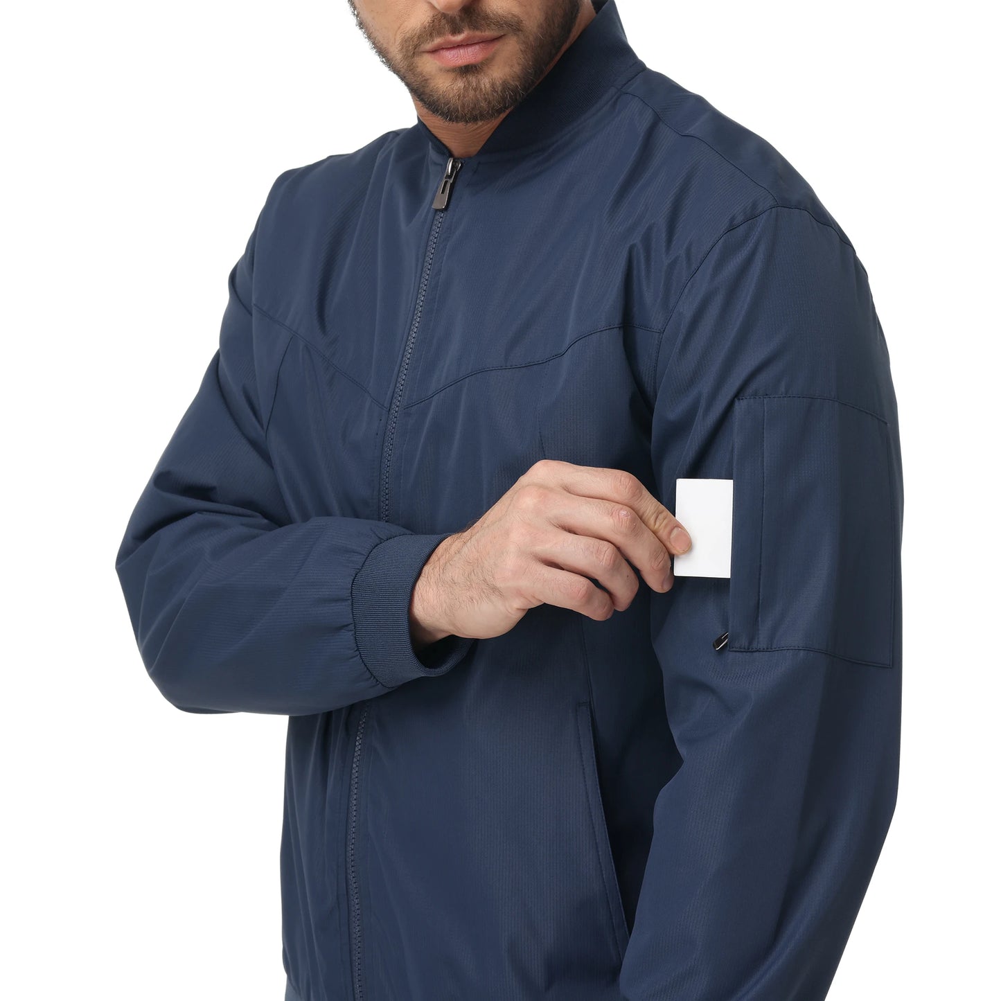 Men's Lightweight Windbreaker Jacket Causal Fashion Stylish BaseBall Coat with Side Inner Pocket for Work Golf Fishing