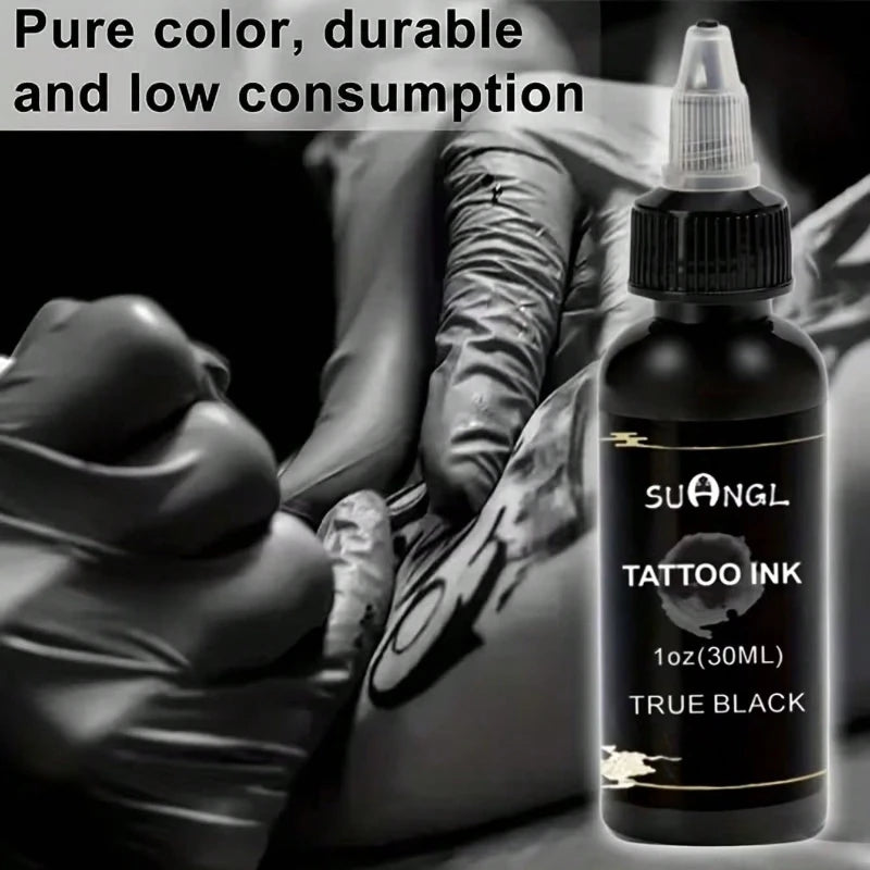 SUANGL Professional Black Tattoo Ink High Saturation Waterproof Permanent Pigment 30ml for Tattoo Studio Tattoo Accessories