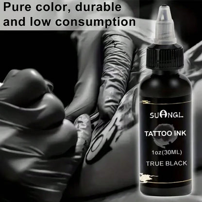 SUANGL Professional Black Tattoo Ink High Saturation Waterproof Permanent Pigment 30ml for Tattoo Studio Tattoo Accessories