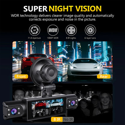WIFI 4-Channel Car DVR Dash Cam With 4 Cameras Full HD 1080P Video Recorder Night Vision Black Box Cabin Camera 24H Parking