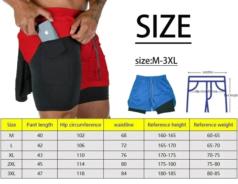 Anime Berserk Head Running Shorts Men Fitness Gym Training 2 in 1 Sports Quick Dry Workout Jogging Double Deck Summer