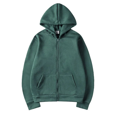 2025New Trendy Sweatshirt Coat Front Pockets Warm Zipper Lamb Wool Jacket Men and Woman Autumn Winter Pure Color Cardigan Hoodie