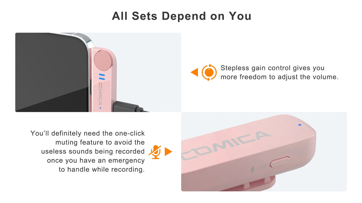 COMICA Vimo S Wireless Lavalier Lapel Microphone for iPhone Android Noise Cancellation Mic for Youtube Tiktok Vlogging Podcast