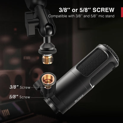 FIFINE XLR Dynamic Microphone,Vocal Podcast Mic with Cardioid Pattern, Metal Mic for Streaming/Dubbing/Video Recording,K669D