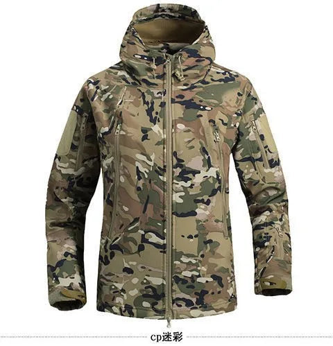 Men's Tactical Soft Shell Jacket Military Windproof Waterproof Hooded Outdoor Jacket Warm Bomber Coat for Hunting Hiking Camping
