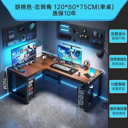 Corner Gaming Table Computer Desk Double Desktop for Home Student Bedroom Small Apartment Space Saving Workstation