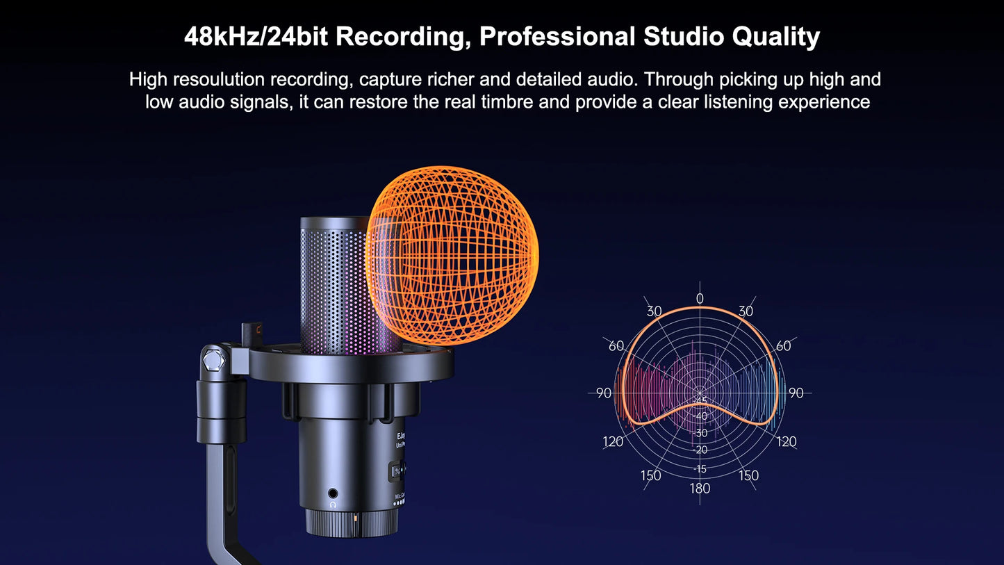 Cardioid Condenser Wired USB Microphone with RGB lights for Gaming, Podcasting, Music creation and PS4/5 Ejoy Uni A Uni D
