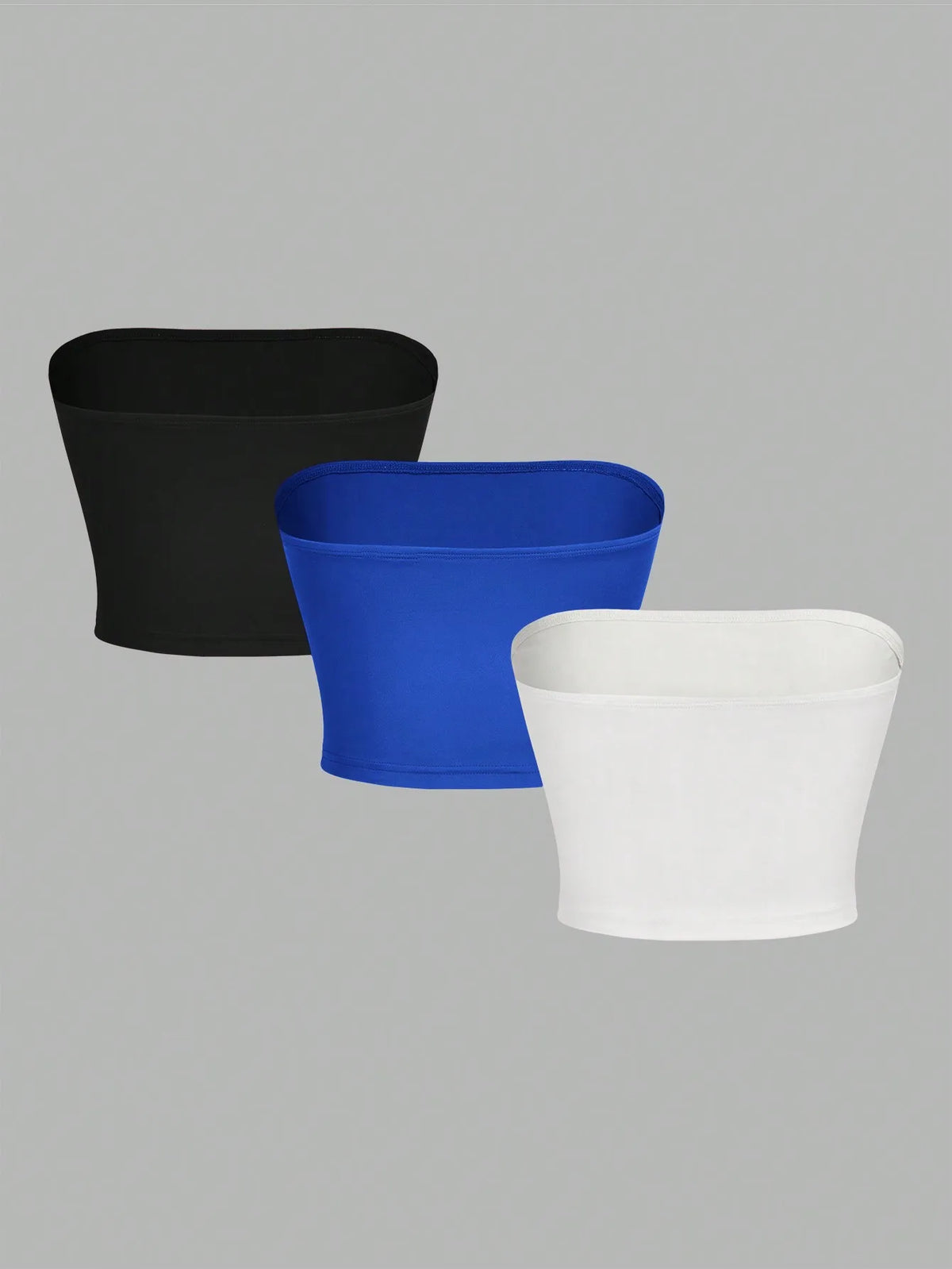 3-pack Axelbandslösa Bandeau Crop Tops för Dam