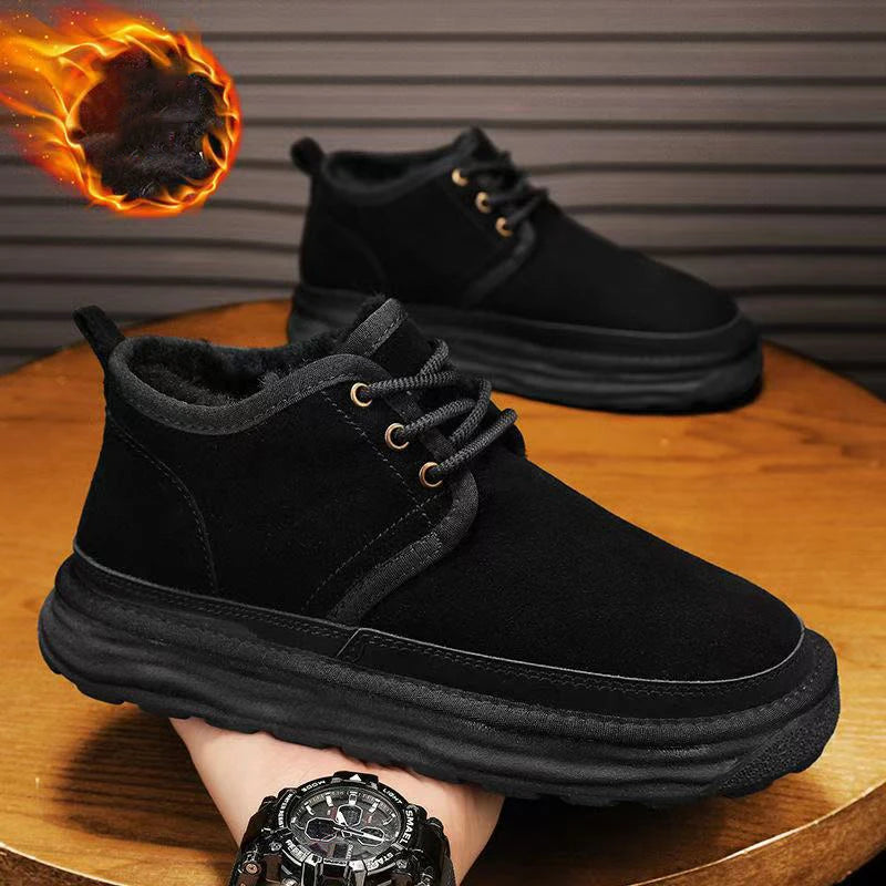 New Winter Snow Boots Men Plush Warm Men Boots Suede Leather Ankle Boot Comfortable Light Couple Cold Protection Sneakers