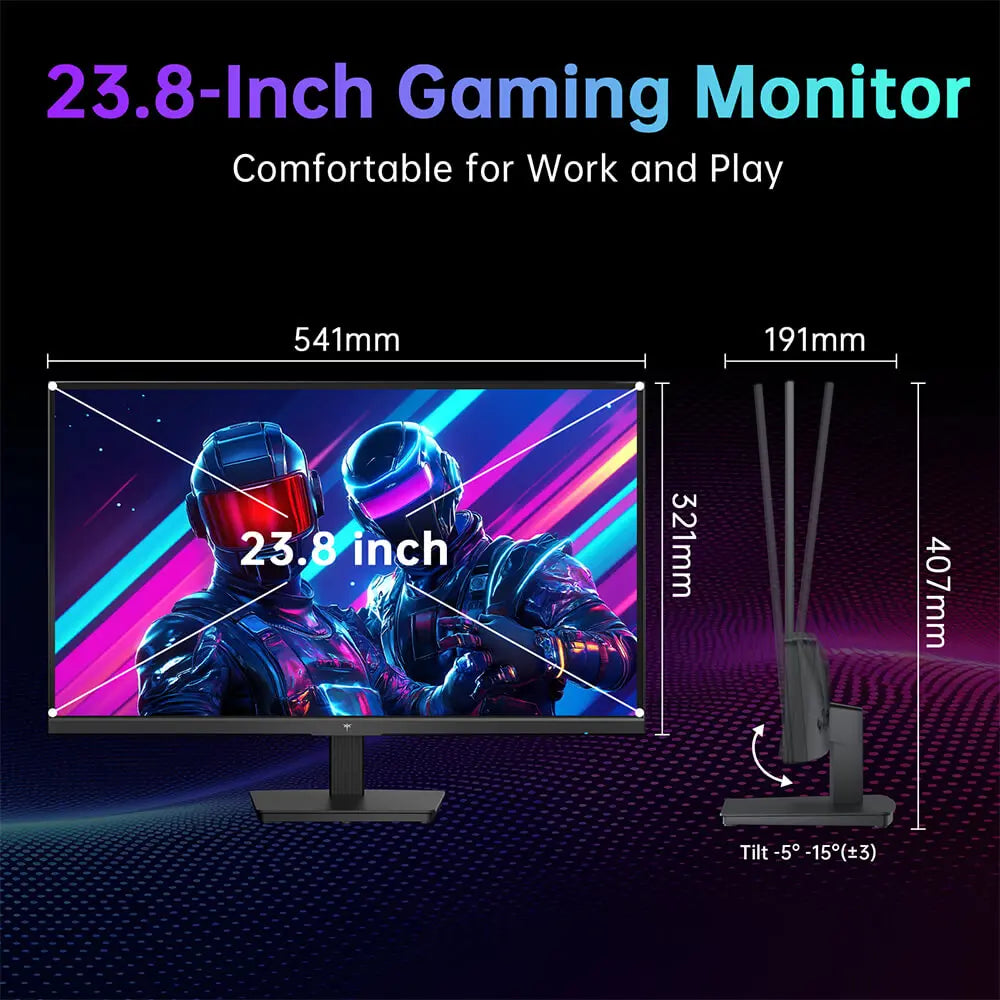 KTC H24B9S-2 23.8 Inch Full HD Gaming Monitor, IPS Display, 144Hz Smooth Refresh Rate, 113% SRGB, 178° Viewing Angle, Eye Care Technology, HDMI & VGA Ports, VESA Compatible, Monitor for Gaming, Work & Study
