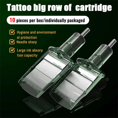 10 PCS Super Big Cartridge Needle Professional Tattoo Cartridge Tattoo Equipment Large Row Needle Tattoo