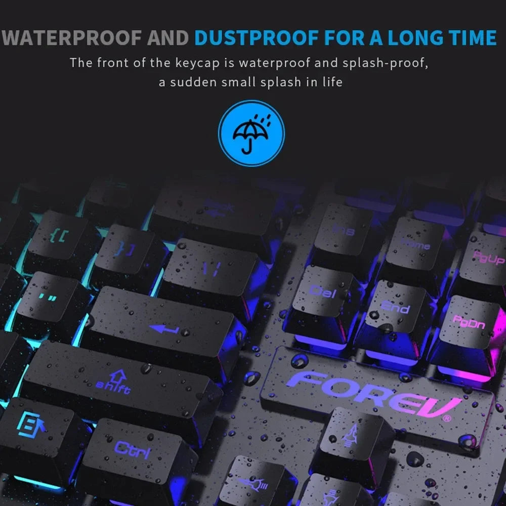 104 Key Backlit Mechanical Keyboard Wired Gaming Keyboard Waterproof Luminous Keyboard And Mouse Set for Gamer PC Laptop Office