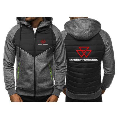 Hoodie-jacka Herr – Slim Patchwork Tryckt Streetwear Vår/Höst, S–4XL