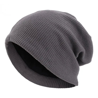 Autumn and winter fine yarn knitted double-layer thick warm bonnet skullies beanies