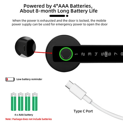 RAYKUBE M5 Tuya BLE Smart Fingerprint Door Lock Electronic Lock with Password/Key/Card/Tuya APP Unlock Free Delivery From Spain
