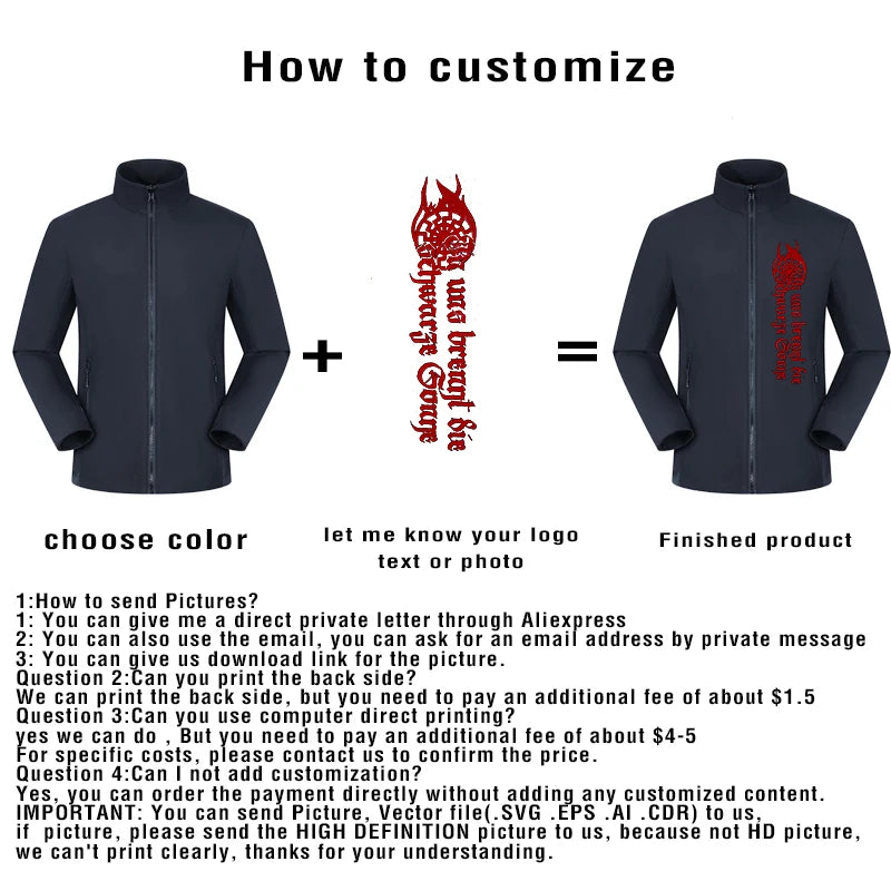 customized logo Men's Tactical Jackets Softshell Lightweight Coats with Pockets Water Resistant Outdoor Hiking couple top C2407