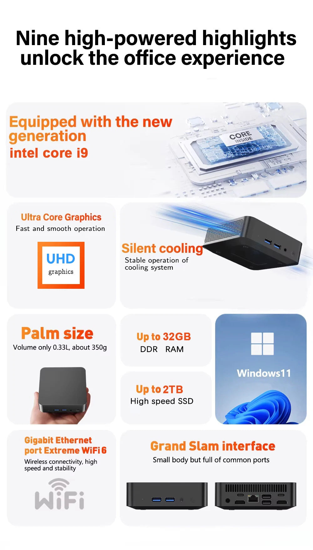 2026 Intel I9 10980HK N150 Mini PC Portable Gaming 16/32GB RAM WIFI6 BT5.2 4K 1/2TB SSD 1000Mbps Mini Gamer Computer PC