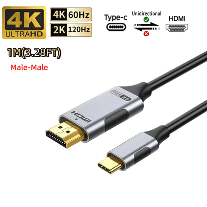 8K@60Hz 8K USB C to HDMI 2.1 Cable Adapter Type C to HDMI Cable for Thunderbolt 3 Compatible with MacBook Pro IPad pro Laptop