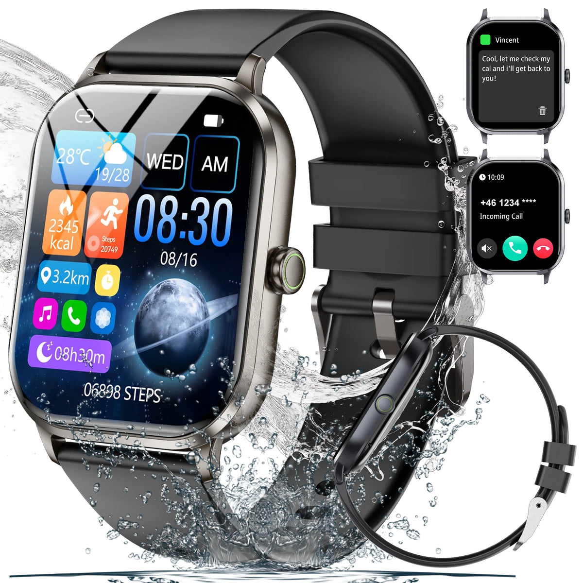 GAWSUG New Ultra thin Wireless Call SmartWatch Women Watches Men Sports Fitness Tracker Heart Rate Smartwatches For Android IOS