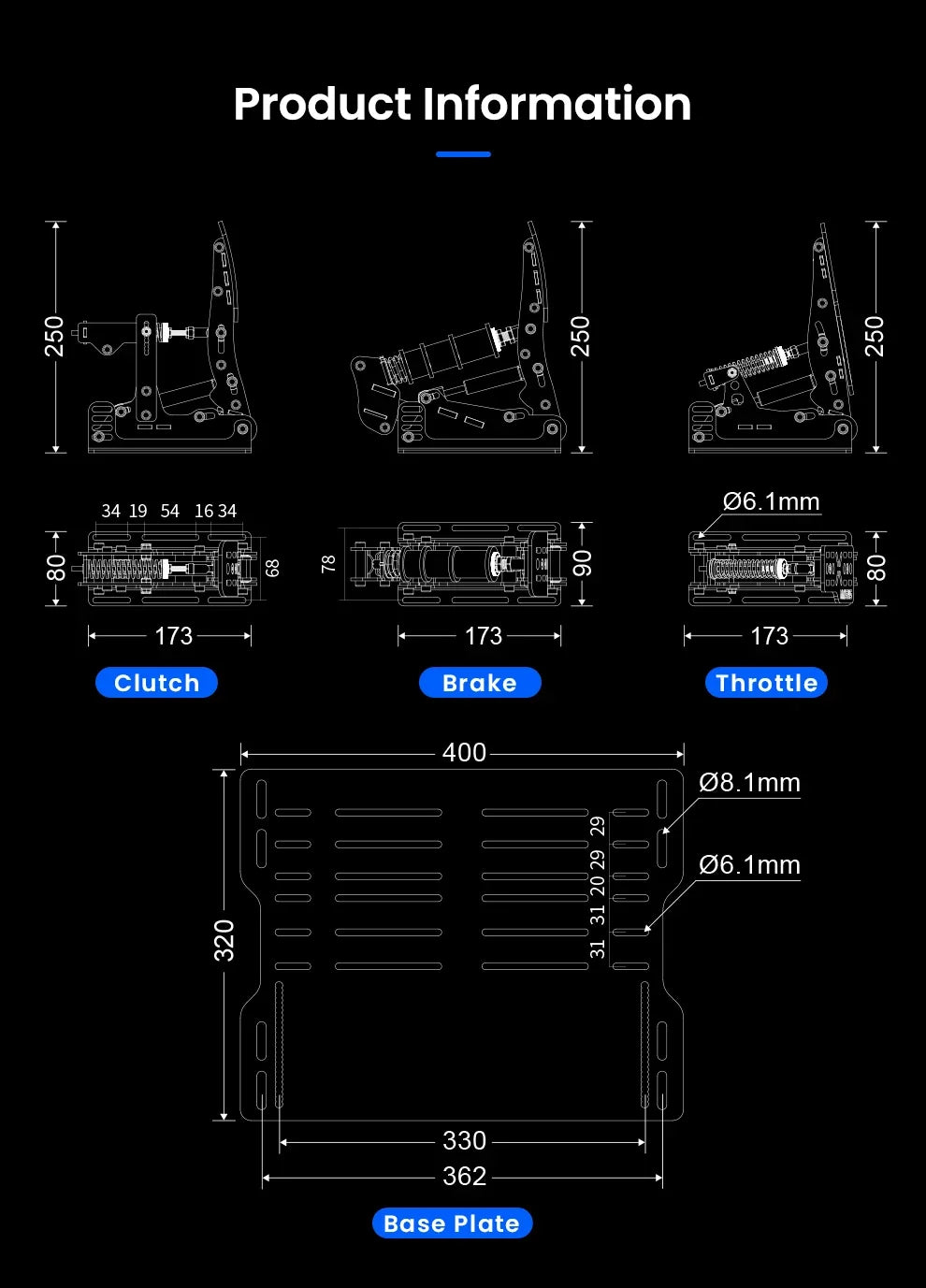 SIMSONN Plus X Sim Racing Simulator Pedal PC Simracing Pedals Support VAM Series Vibration Motor Driving Game Accessories