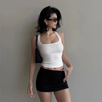 Summer U-neck Sculpted Square Neck Tank Top for Women New 2025 Fashionable Sleeveless Top