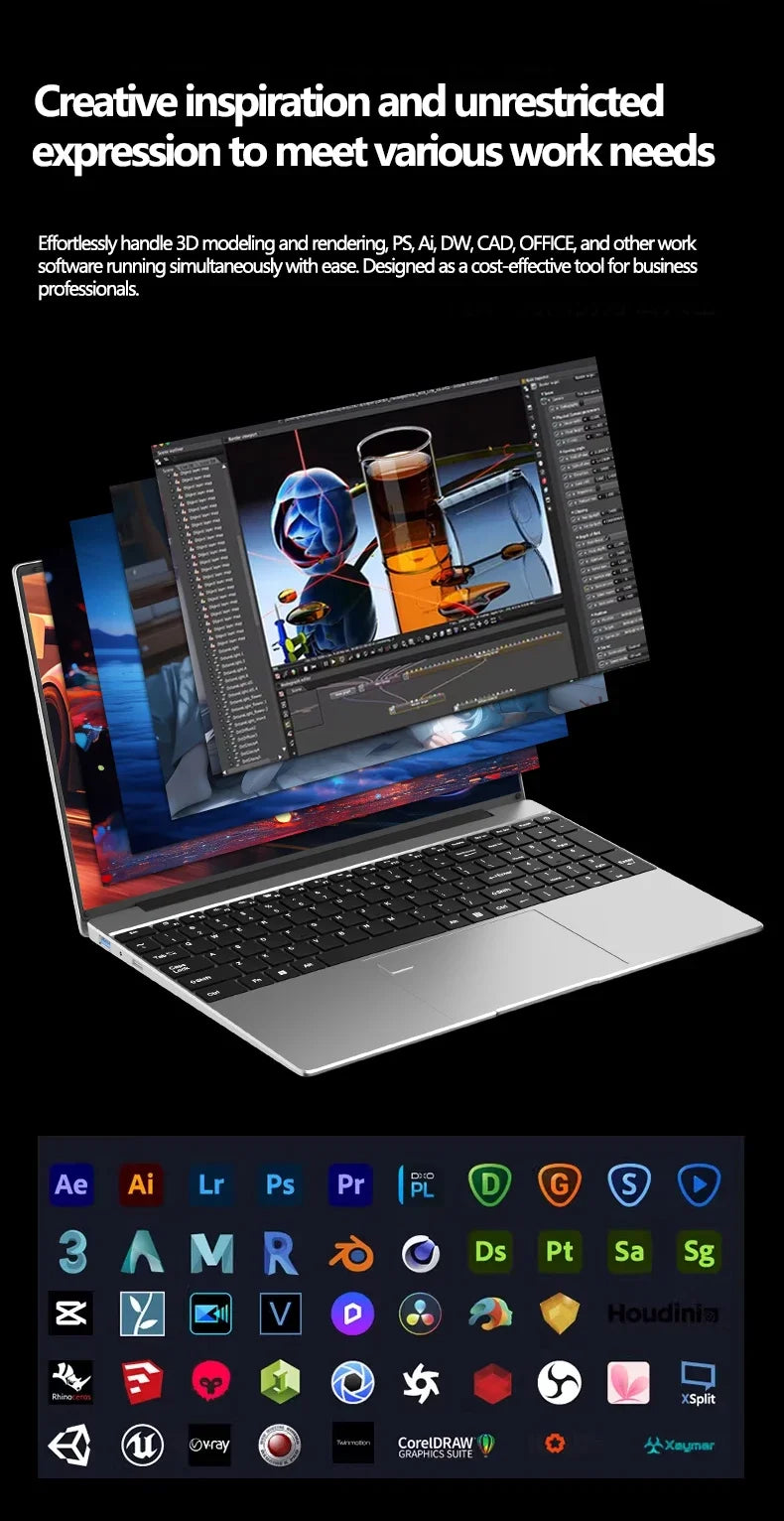LenO 15,6" Gaming Laptop Intel Core i9-9900 16/32GB RAM Upp till 2TB SSD – Win 11 Pro FHD 1920x1080 Ultratunn Metallram Svart/Silver