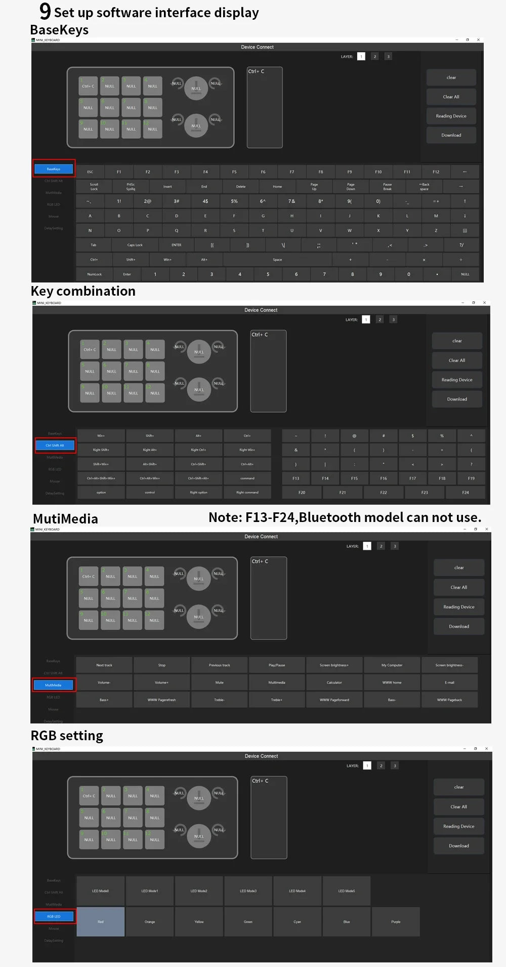 Bluetooth 12 Key 2-knob USB Programming Macro Custom Keyboard Game Console Mechanical Keyboard Photoshop Hot Swappable Keyboard