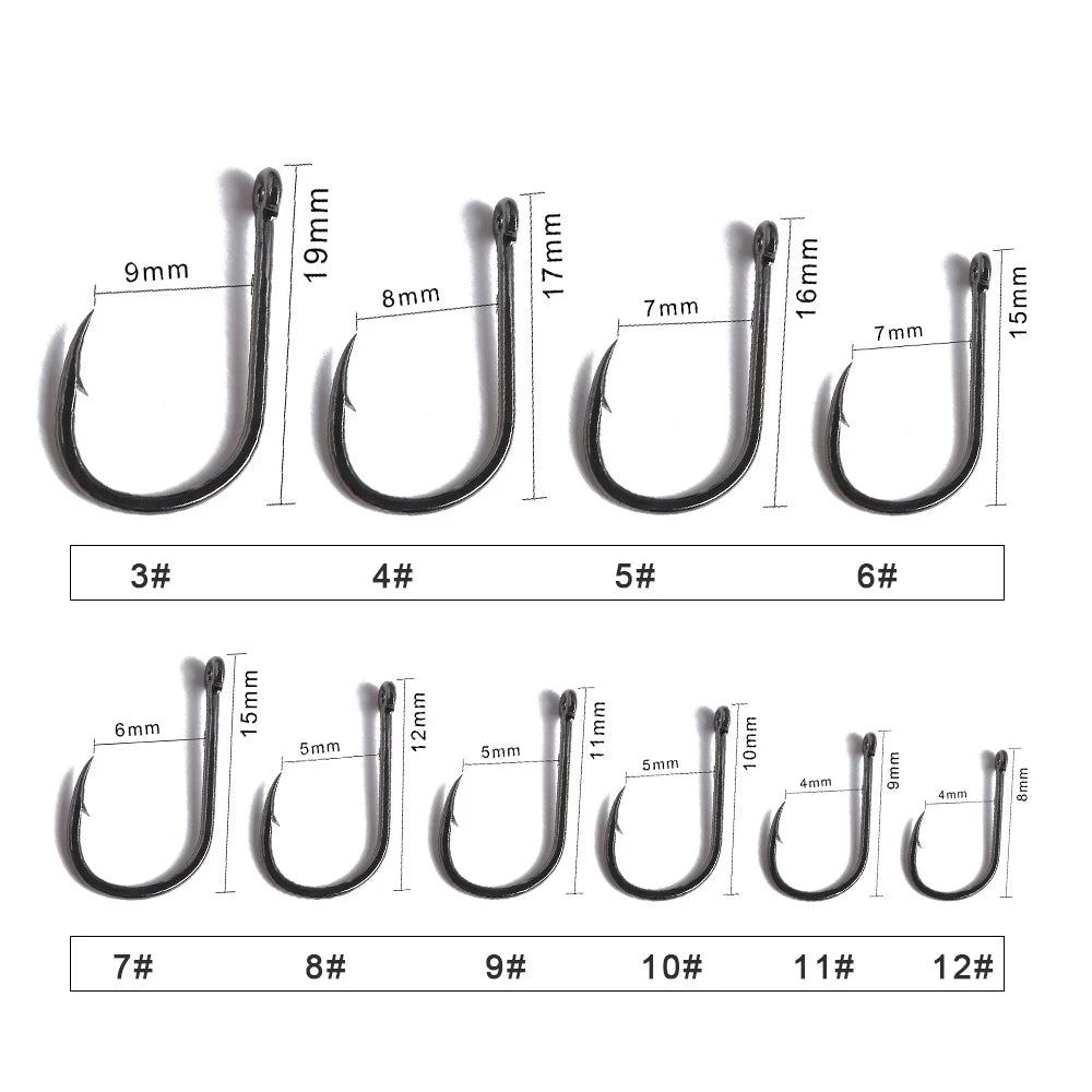 Gamakatsu 10Pcs High Carbon Steel Fish Hook Efficiency Barbed Fishhooks With Hole Jig Carp Big Eye Fly Fishing Hook Worm Pesca