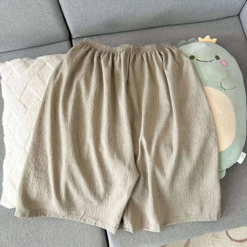 High Quality Khaki with Embroidered Dogs Couples Homewear Women's Pajamas Set Cute Casual Short-Sleeve 3 Piece Men Pajamas Set