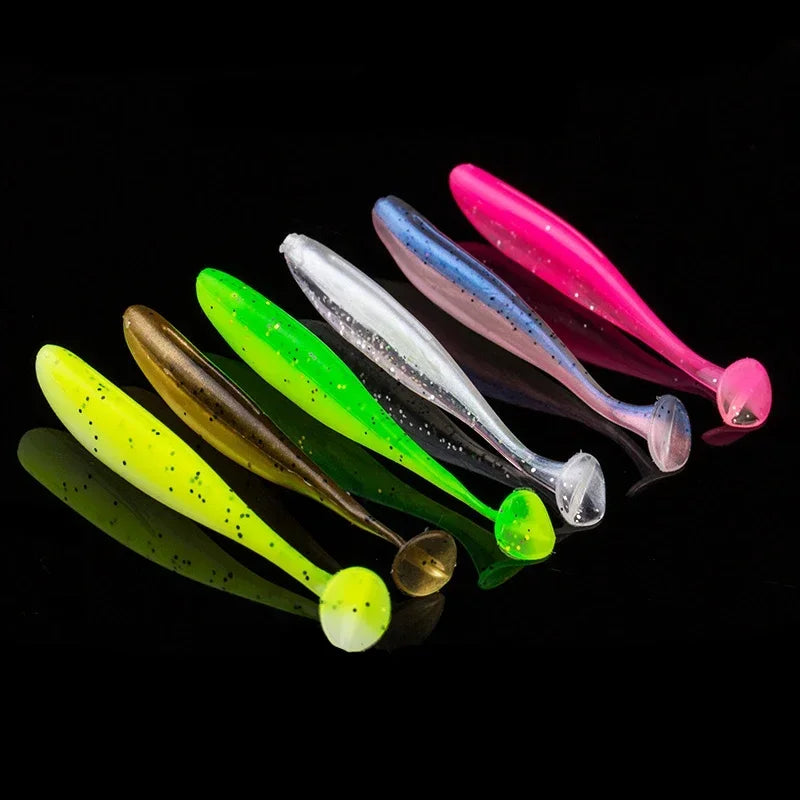 10pcs/Lot Fishing Lure T Tail Worm Soft Bait Jigging Wobblers Tackle Bass Pike Artificial Silicone Swimbait 55mm 70/90mm 120mm