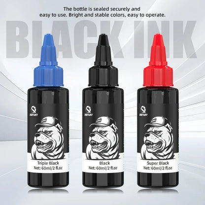 DQFART Triple Super Black Tattoo Ink High-quality Long-lasting Safe Tattoo Ink Creative Designs Skin Coloring Professional