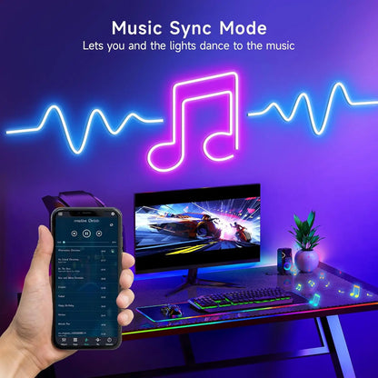 Flexibel LED Neon-slinga – RGB, IP65, App & Fjärr, Musiksynk, 24V, EU-kontakt, 5–30M