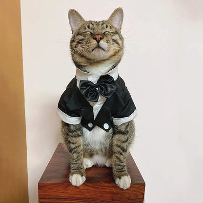 Dog Suit with Bow Tie Pet Tuxedo for Small Dogs Cats Formal Cat Clothes Puppy Outfits Pet Costume for Wedding Birthday Halloween