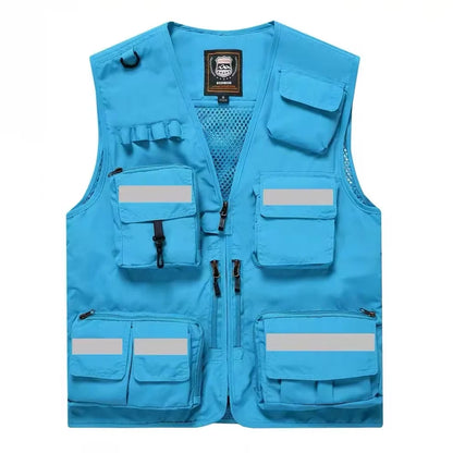 S-7XL Multi Pocket Work Vest for Men Women Volunteer Working Uniforms Logo Printing Fishing Photography Workwear Vest