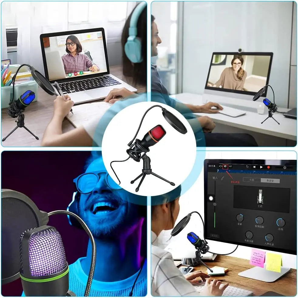 AyeBeau USB-kondensatormikrofon för streaming – utan RGB