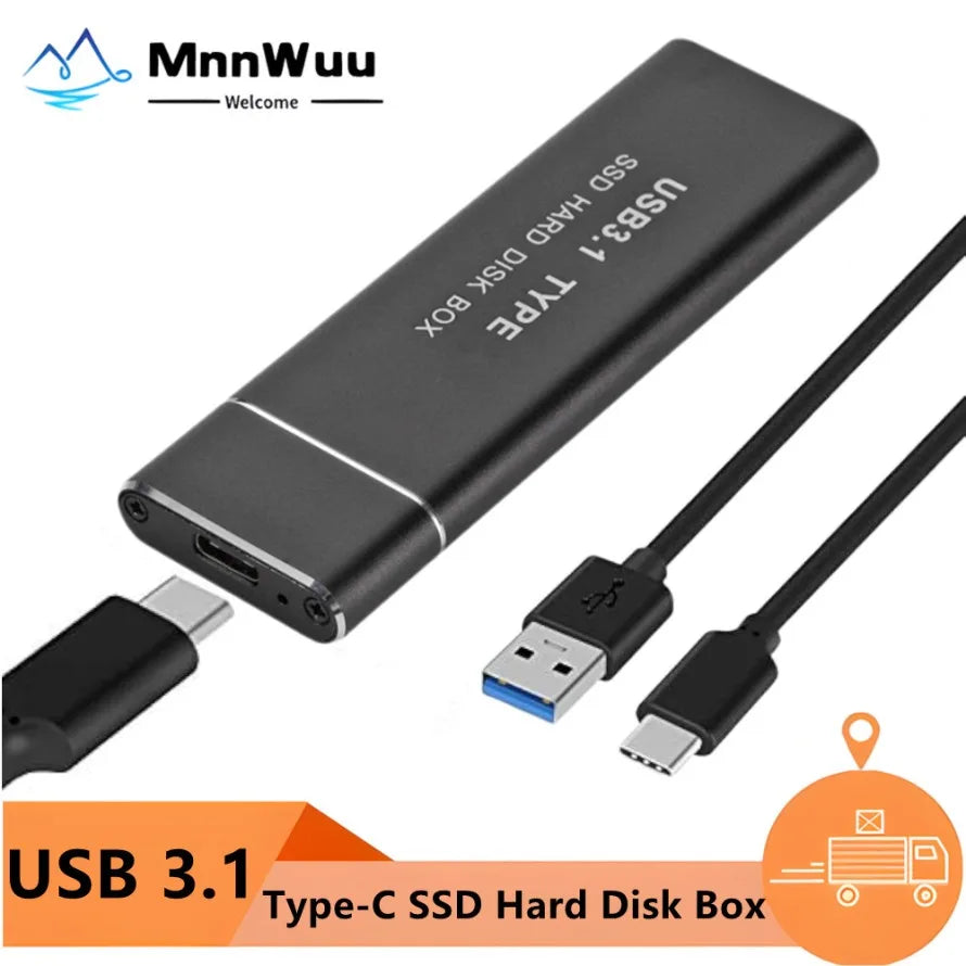 M.2 SSD Case M.2 HDD Enclosure Case Hard Drive Box B&M Keys External Hard Drive Box USB C Interface Support SATA & NGFF Protocol