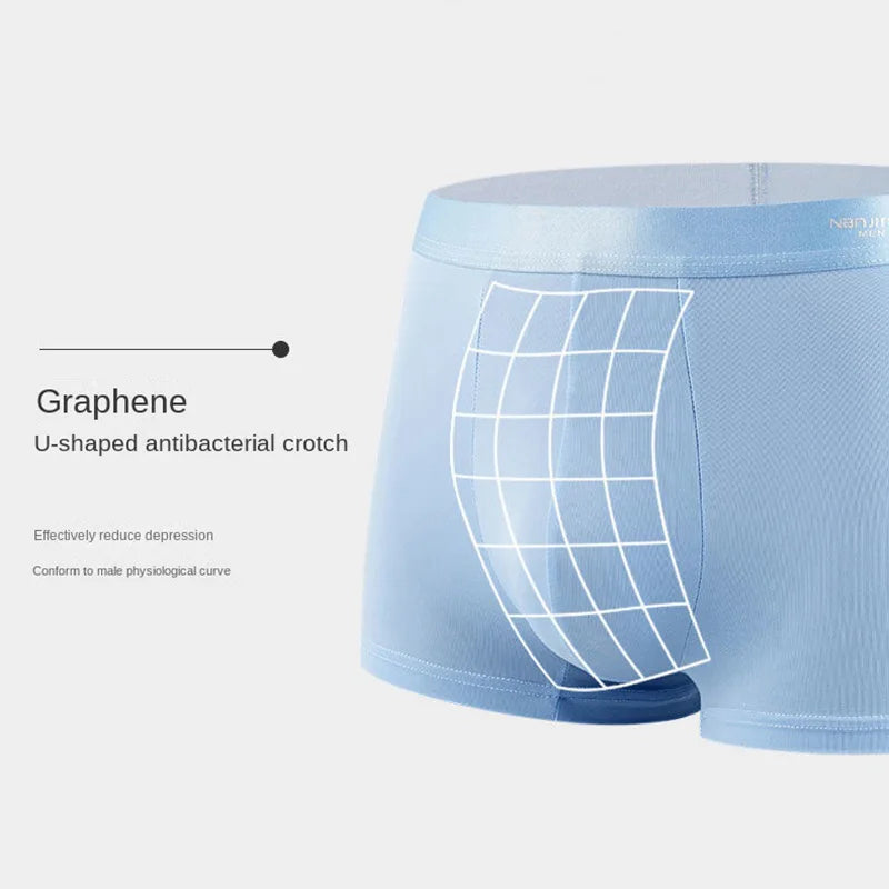 Herrboxershorts 4-pack i Is-silke – Andningsbara, U-konvex Design, L–6XL, Flera Färger