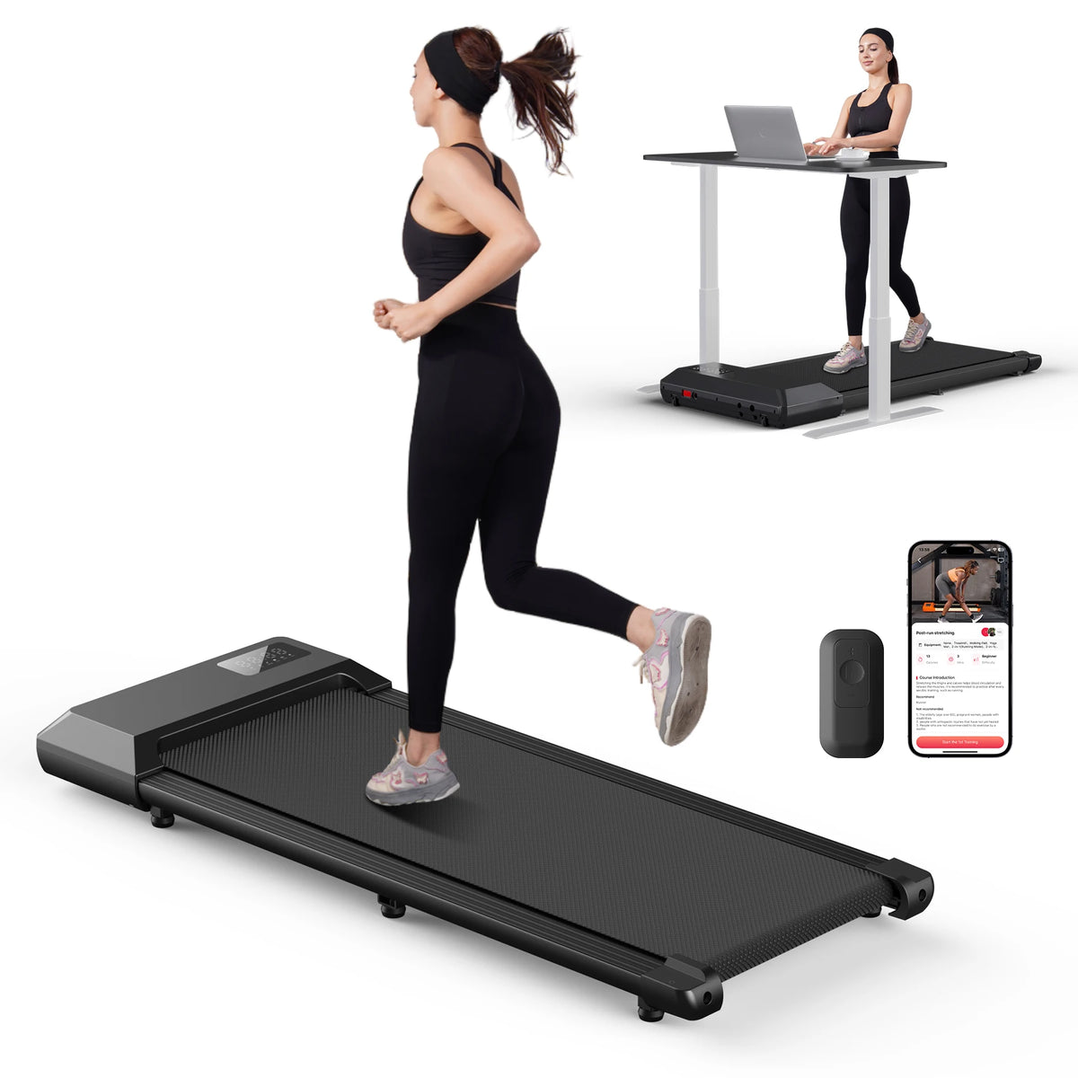 Löpband och Walking Pad för Hemmabruk – 2,5 HK, Max 159 kg, LED-display och PitPat-app