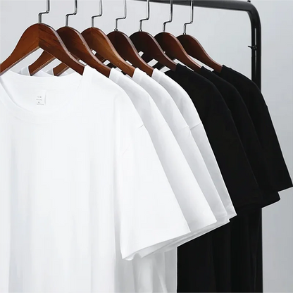 MRMT 2026 Brand New Man's 220g Pure Cotton T Shirt Men Man Solid Color Short Sleeved Combed Cotton Round Neck Thickening
