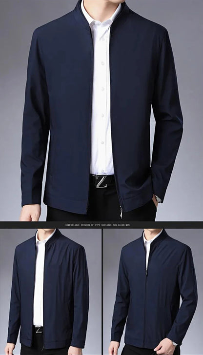 Herr Blazer med Dragkedja – Business Casual Kavaj för Kontor, Vår & Höst, 7 Färger